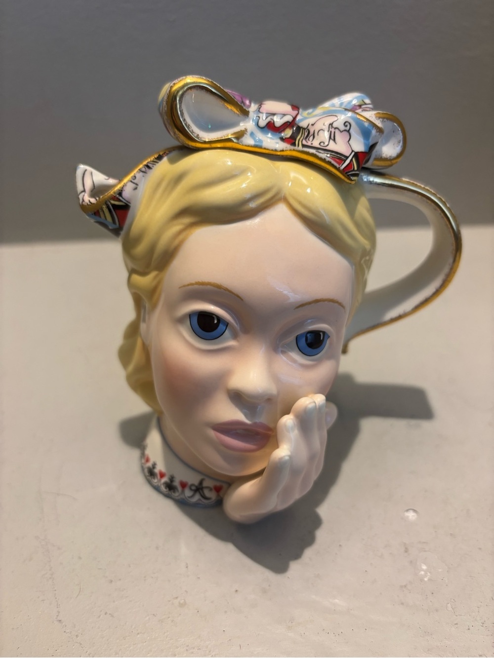 Alice in Wonderland hand painted teapot, fairytale ace of spades whismy core